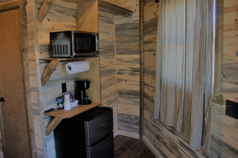 kitchenette inside treehouse at Silver Spur Resort 