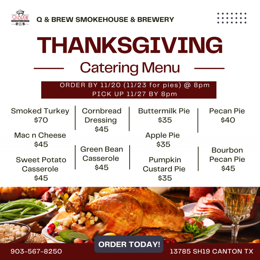 Q & Brew Thanksgiving Catering Menu 